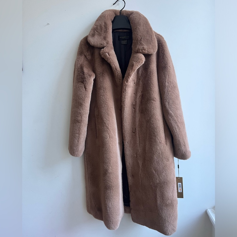 New Donna Karan faux fur coat